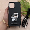 قاب گوشی iPhone 12 Pro Max آیفون اورجینال برجسته کارل KARL مشکی با بند لندیارد کد 163117