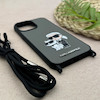 قاب گوشی iPhone 13 Pro Max آیفون اورجینال برجسته کارل KARL خاکستری با بند لندیارد کد 163121