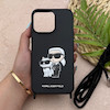 قاب گوشی iPhone 14 Pro Max آیفون اورجینال برجسته کارل KARL مشکی با بند لندیارد کد 163125