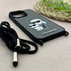 قاب گوشی iPhone 15 Pro Max آیفون اورجینال برجسته کارل KARL خاکستری با بند لندیارد کد 163128