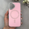 قاب گوشی iPhone 16 آیفون کرکره ای طرح مگ سیف Stripe Soft Wave لنز کرومی کد 166819