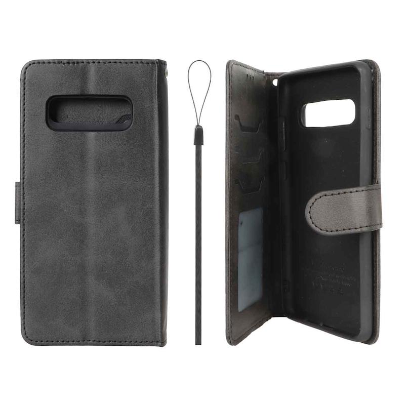 کیف گوشی Galaxy S10 Plus سامسونگ مگنتی طرح چرم کتابی بنددار مشکی کد 180860