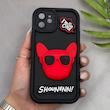 قاب گوشی iPhone 12 آیفون سیلیکونی Solid عروسکی برجسته سگ بولداگ جنتلمن مشکی کد 166691