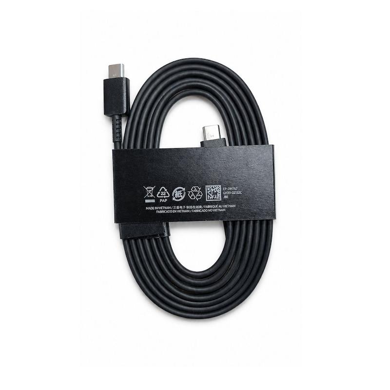 کابل اورجینال شرکتی USB-C به USB-C سامسونگ EP-DW767CH39-0213CJBE ویتنام Vietnam شیلد فلزی به طول 1 متر مشکی کد 180870