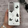 قاب گوشی Galaxy A36 سامسونگ اورجینال فانتزی سخت آینه ای لنز کرومی ایربگ دار طرح پروانه کیوت کد 167360