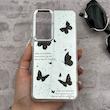 قاب گوشی Galaxy A55 سامسونگ اورجینال فانتزی سخت آینه ای لنز کرومی ایربگ دار طرح پروانه کیوت کد E23-167398