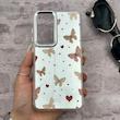 قاب گوشی Galaxy S24 FE سامسونگ اورجینال فانتزی سخت آینه ای لنز کرومی ایربگ دار طرح پروانه کیوت کد 167574