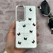قاب گوشی Galaxy S24 FE سامسونگ اورجینال فانتزی سخت آینه ای لنز کرومی ایربگ دار طرح پروانه کیوت کد 167575