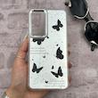 قاب گوشی Galaxy S24 FE سامسونگ اورجینال فانتزی سخت آینه ای لنز کرومی ایربگ دار طرح پروانه کیوت کد 167576