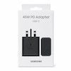 شارژر اصلی گوشی سامسونگ NFC دار تک پورت 45W وات Type-C سه پین ویتنام EP-T4510XBEGGB سوپر فست شارژ رنگ مشکی کد 180875