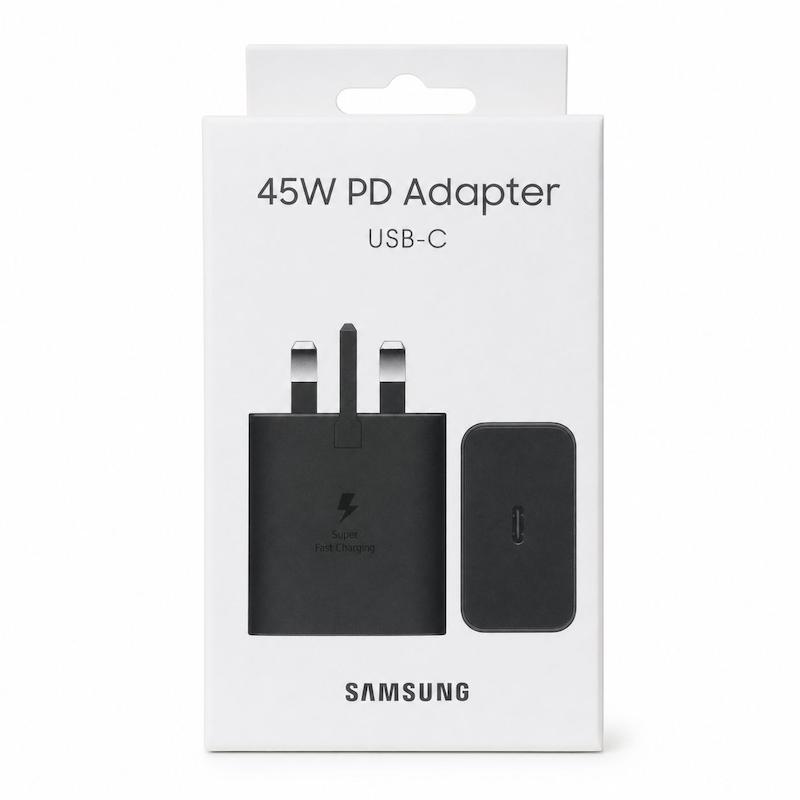 شارژر اصلی گوشی سامسونگ NFC دار تک پورت 45W وات Type-C سه پین ویتنام EP-T4510XBEGGB سوپر فست شارژ رنگ مشکی کد 180875