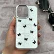 قاب گوشی iPhone 13 Pro آیفون اورجینال فانتزی سخت آینه ای لنز کرومی ایربگ دار طرح پروانه کیوت کد E23-167714