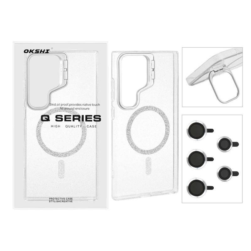 قاب گوشی Galaxy S23 Ultra سامسونگ BRACKET اکلیلی Magsafe با ست محافظ لنز رینگی کد 180948