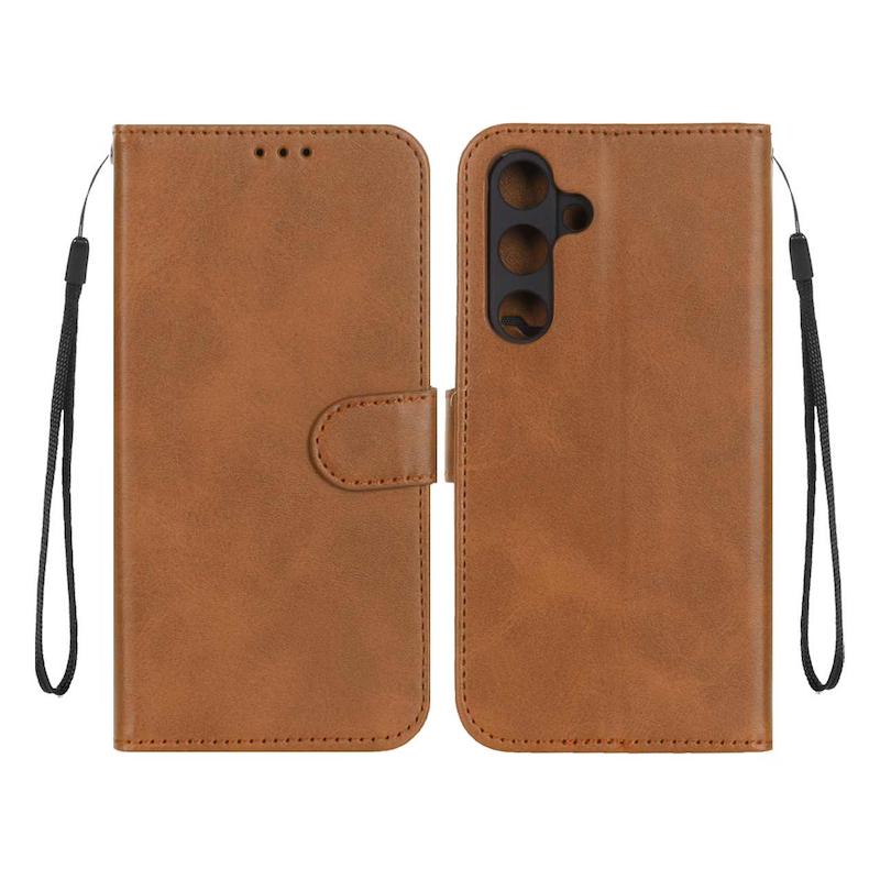کیف گوشی Galaxy S24 FE سامسونگ مگنتی طرح چرم کتابی بنددار عسلی کد 180952