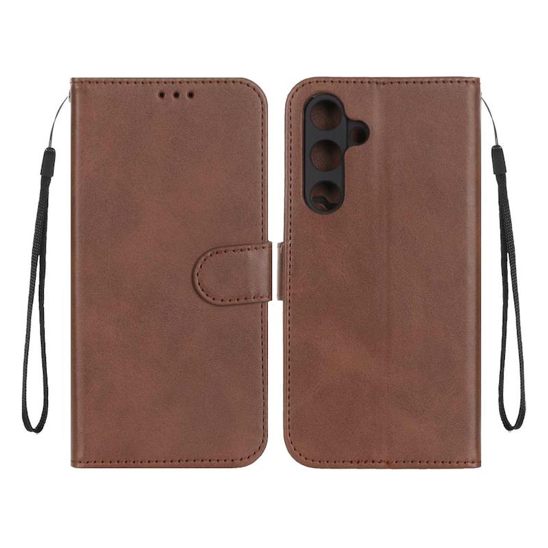 کیف گوشی Galaxy S24 FE سامسونگ مگنتی طرح چرم کتابی بنددار قهوه ای کد 180954