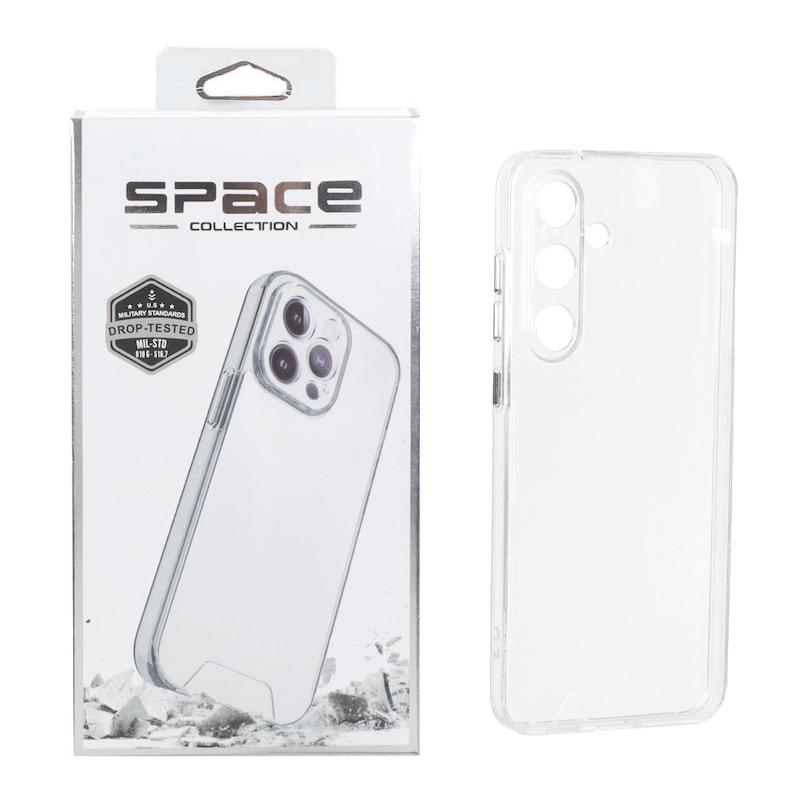 قاب گوشی Galaxy S25 FE سامسونگ اورجینال اسپیس Space طرح طلقی شیشه ای شفاف دکمه کرومی کد 180988
