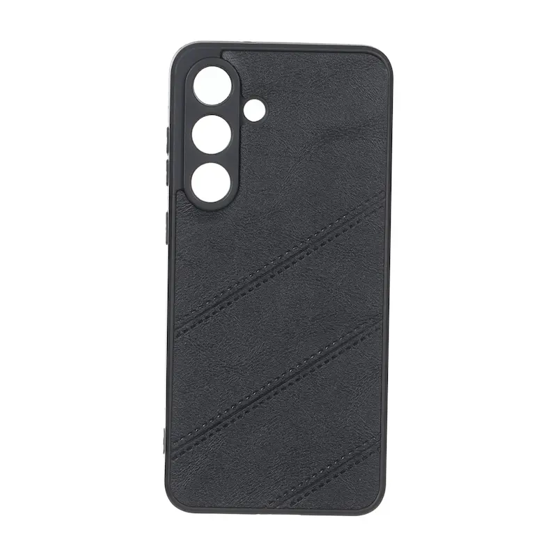 قاب گوشی Galaxy S25 FE سامسونگ شیائومی طرح چرمی ساده محافظ لنزدار مورب مشکی کد 180990