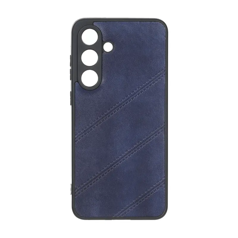 قاب گوشی Galaxy S25 FE سامسونگ شیائومی طرح چرمی ساده محافظ لنزدار مورب سرمه ای کد 180993