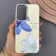 قاب گوشی Galaxy A36 سامسونگ لدر کیس سیلیکونی فانتزی لنز سیلور طرح گل لیلیوم آبی کد 169221