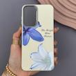 قاب گوشی Galaxy A56 سامسونگ لدر کیس سیلیکونی فانتزی لنز سیلور طرح گل لیلیوم آبی کد 169234