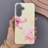 قاب گوشی Galaxy A57 سامسونگ لدر کیس سیلیکونی فانتزی لنز سیلور طرح گل لیلیوم صورتی کد 169236