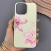 قاب گوشی iPhone 15 Pro Max آیفون لدر کیس سیلیکونی فانتزی لنز سیلور طرح گل لیلیوم صورتی کد 169246
