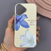 قاب گوشی iPhone 16 آیفون لدر کیس سیلیکونی فانتزی لنز سیلور طرح گل لیلیوم آبی کد 169248