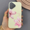 قاب گوشی iPhone 16 آیفون لدر کیس سیلیکونی فانتزی لنز سیلور طرح گل لیلیوم صورتی کد 169249