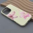 قاب گوشی iPhone 16 Pro آیفون لدر کیس سیلیکونی فانتزی لنز سیلور طرح گل لیلیوم صورتی کد 169250