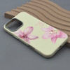 قاب گوشی iPhone 16 Pro Max آیفون لدر کیس سیلیکونی فانتزی لنز سیلور طرح گل لیلیوم صورتی کد 169252