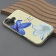 قاب گوشی iPhone 17 آیفون لدر کیس سیلیکونی فانتزی لنز سیلور طرح گل لیلیوم آبی کد 169255