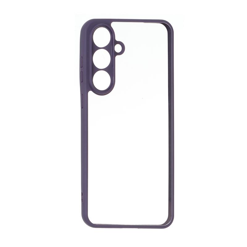 قاب گوشی Galaxy S25 FE سامسونگ پشت طلقی شفاف دور سیلیکونی بنفش کد 181007