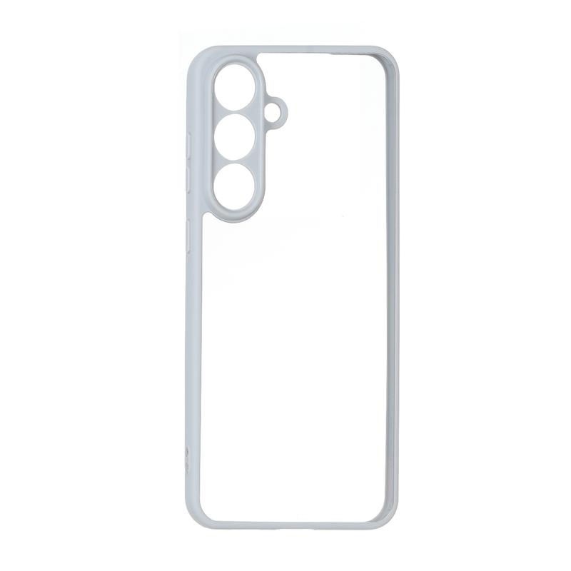 قاب گوشی Galaxy S25 FE سامسونگ پشت طلقی شفاف دور سیلیکونی طوسی کد 181008