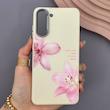قاب گوشی Galaxy S21 FE سامسونگ لدر کیس سیلیکونی فانتزی لنز سیلور طرح گل لیلیوم صورتی کد 169290