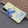 قاب گوشی Galaxy S21 FE سامسونگ لدر کیس سیلیکونی فانتزی لنز سیلور طرح گل لیلیوم آبی کد 169291