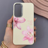 قاب گوشی Galaxy S23 FE سامسونگ لدر کیس سیلیکونی فانتزی لنز سیلور طرح گل لیلیوم صورتی کد 169293