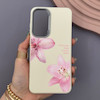 قاب گوشی Galaxy S24 FE سامسونگ لدر کیس سیلیکونی فانتزی لنز سیلور طرح گل لیلیوم صورتی کد 169294