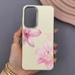 قاب گوشی Galaxy S24 FE سامسونگ لدر کیس سیلیکونی فانتزی لنز سیلور طرح گل لیلیوم صورتی کد 169294