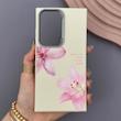 قاب گوشی Galaxy S24 Ultra سامسونگ لدر کیس سیلیکونی فانتزی لنز سیلور طرح گل لیلیوم صورتی کد 169301