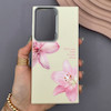 قاب گوشی Galaxy S23 Ultra سامسونگ لدر کیس سیلیکونی فانتزی لنز سیلور طرح گل لیلیوم صورتی کد 169302