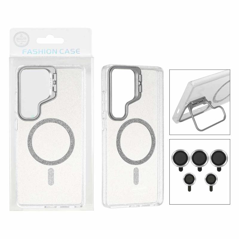 قاب گوشی Galaxy S25 Ultra سامسونگ BRACKET اکلیلی Magsafe با ست محافظ لنز رینگی کد 181029