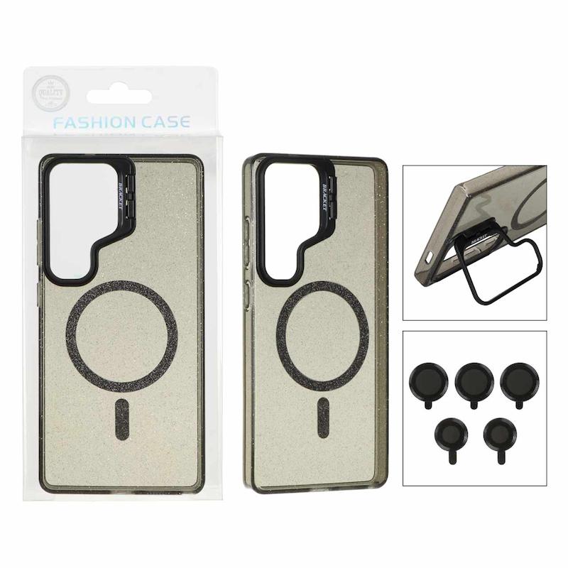 قاب گوشی Galaxy S25 Ultra سامسونگ BRACKET اکلیلی Magsafe با ست محافظ لنز رینگی کد 181030