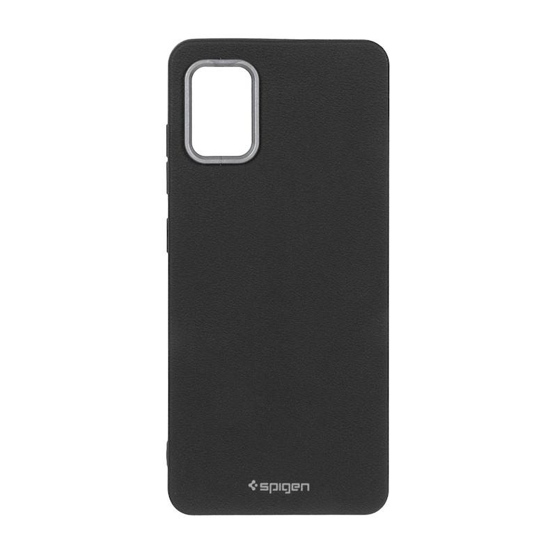 قاب گوشی Galaxy A51 سامسونگ لدر دیزاین SOFT Lether Design سیلیکونی طرح چرم Spigen مشکی کد 181057