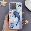 قاب گوشی iPhone 15 Pro Max آیفون لدر کیس سیلیکونی فانتزی لنز سیلور AMOR طرح وال نهنگ کد 169644