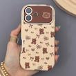 قاب گوشی iPhone 16 آیفون خرسی تدی ترند با محافظ لنز و دور کرومی کد E20-169828