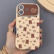 قاب گوشی iPhone 17 آیفون خرسی تدی ترند با محافظ لنز و دور کرومی کد 169829