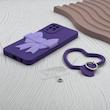 قاب گوشی Galaxy A12 - M12 سامسونگ سیلیکونی بنفش پاپیون‌دار با بند قلبی و محافظ لنز کد 1000141