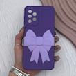 قاب گوشی Galaxy A23 سامسونگ سیلیکونی بنفش پاپیون دار محافظ لنز دار
