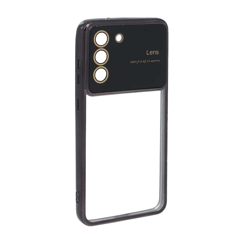 قاب گوشی Galaxy S21 FE سامسونگ طرح الکتروپلیتینگ ژله ای شفاف اورجینال Camera Lens محافظ لنز دار مشکی