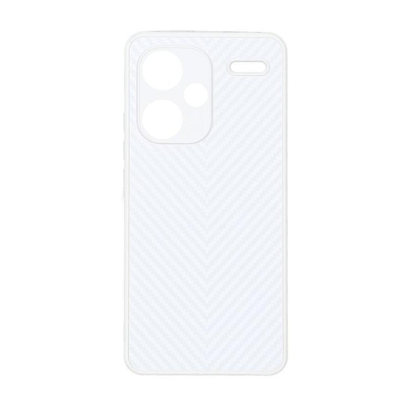 قاب گوشی Redmi Note 13 Pro Plus شیائومی مدل PVD طرح کربن ضد خش پشت گلس شیشه ای محافظ لنز دار سفید کد 181132